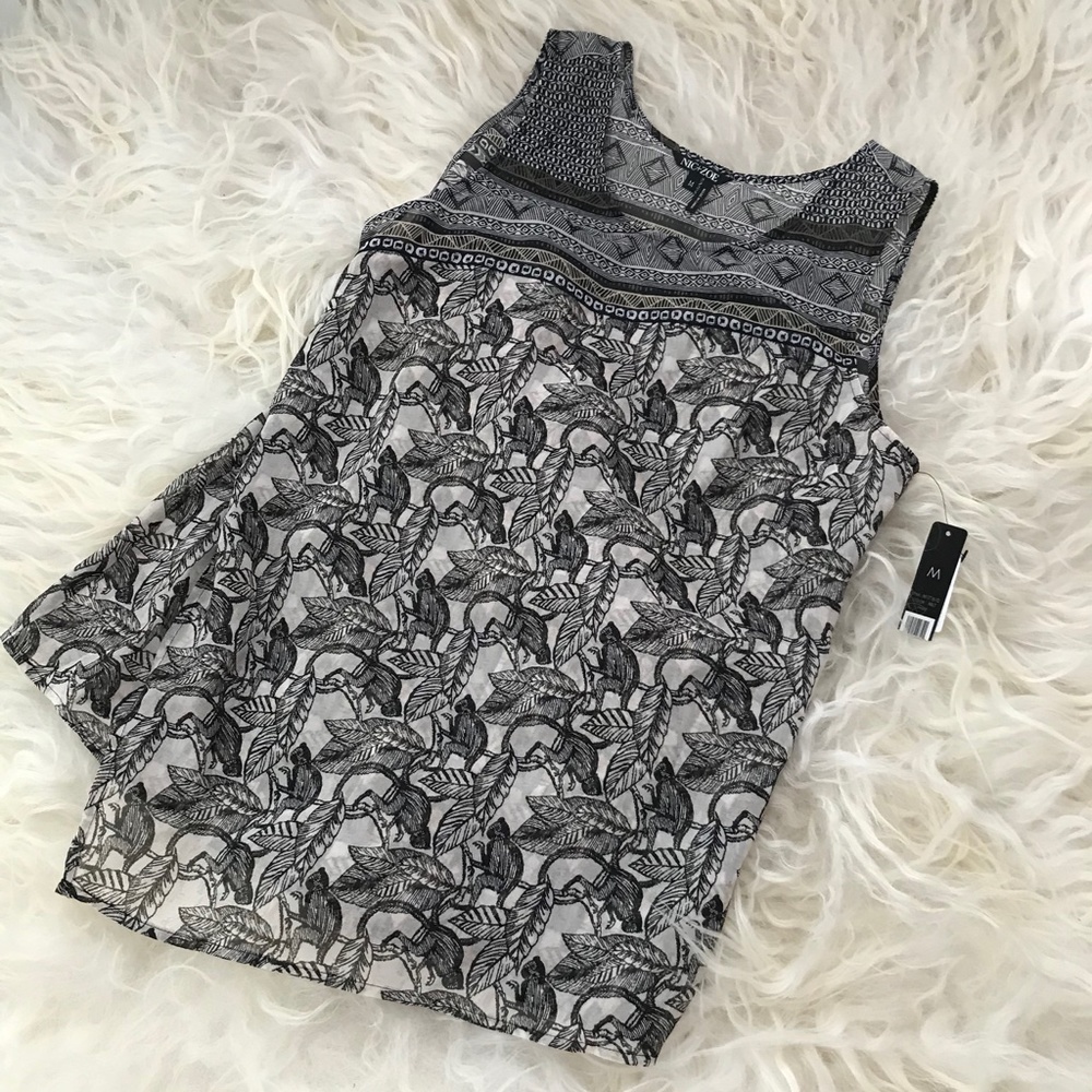 NIC + ZOE Mirrored Monkeys Chiffon Printed Blouse - Picture 7 of 8